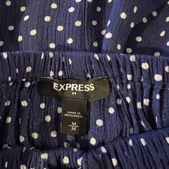 Express Off the Shoulder Blouse -Navy Blue with White Polka Dots Size: Medium - Picture 9 of 9